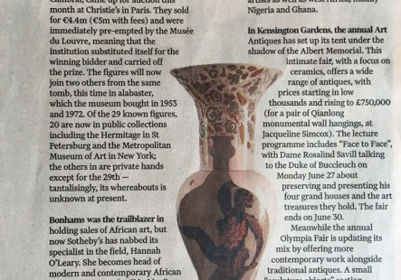 Charlotte Hodes vase in FT article "Collecting"