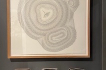 Above: Patricia Swannell "Cappadocian Maple". Graphite on paper, 90 cm x 90 cm. Below: lacammalleri "Handwoven Sardinian Bags"